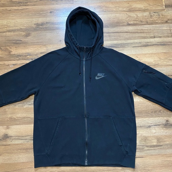 Nike Tech Fleece Zip up Hoodie Sweatpants Triple Black Sweatsuit Matching Set - Picture 2 of 10